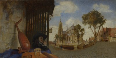 A View of Delft, with a Musical Instrument Seller